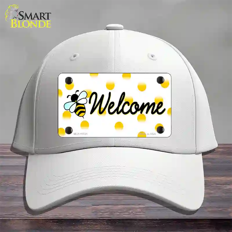 Welcome Bee Novelty License Plate Hat Cotton / White