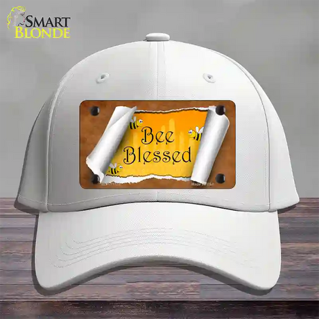 Bee Blessed Scroll Novelty License Plate Hat Cotton / White