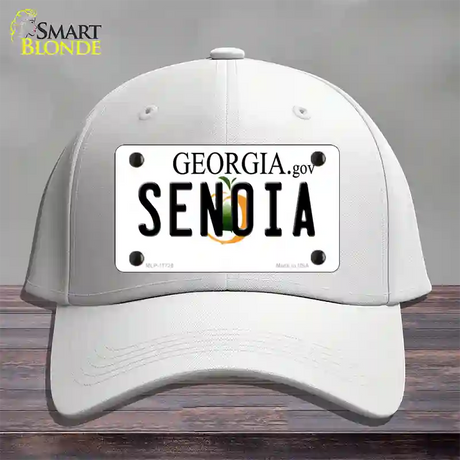 Senoia Georgia State Novelty License Plate Hat Cotton / White