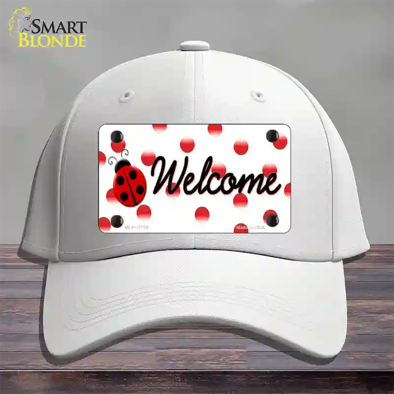 Welcome Ladybug Novelty License Plate Hat Cotton / White