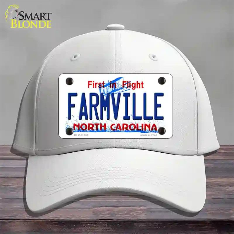 Farmville North Carolina State Novelty License Plate Hat Cotton / White