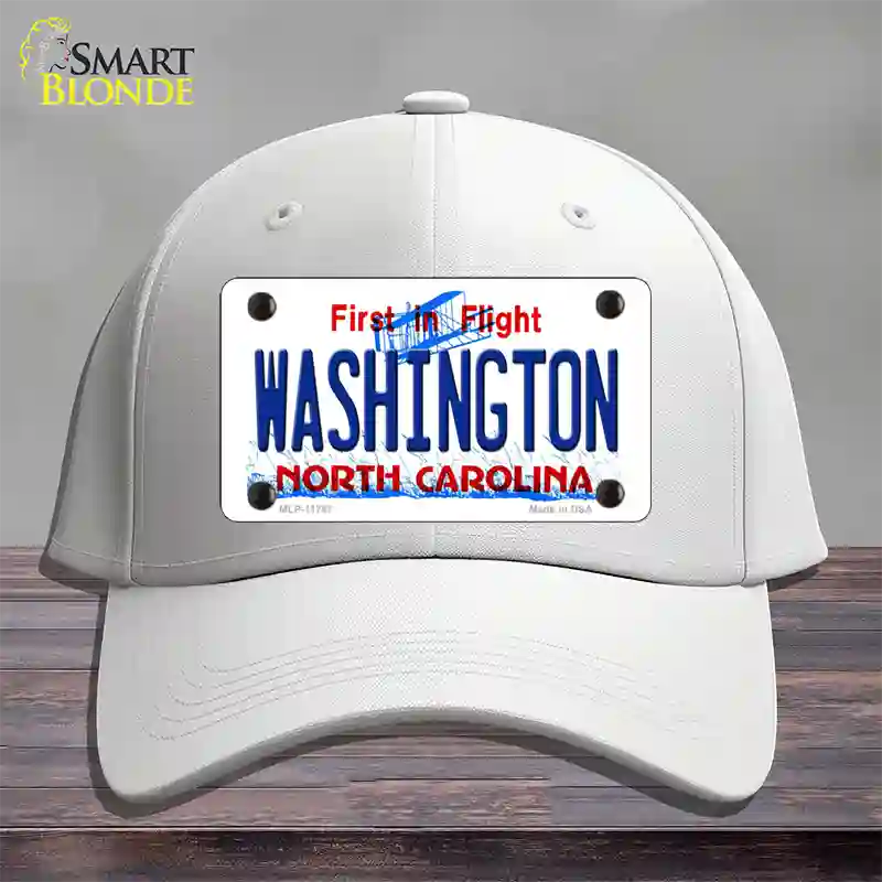 Washington North Carolina State Novelty License Plate Hat Cotton / White