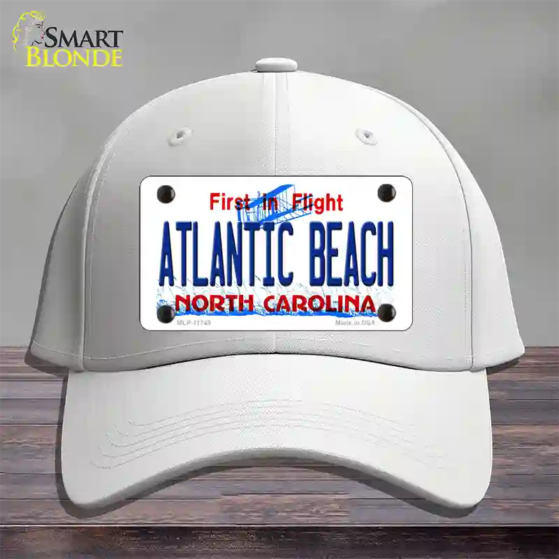 Atlantic Beach North Carolina State Novelty License Plate Hat Cotton / White