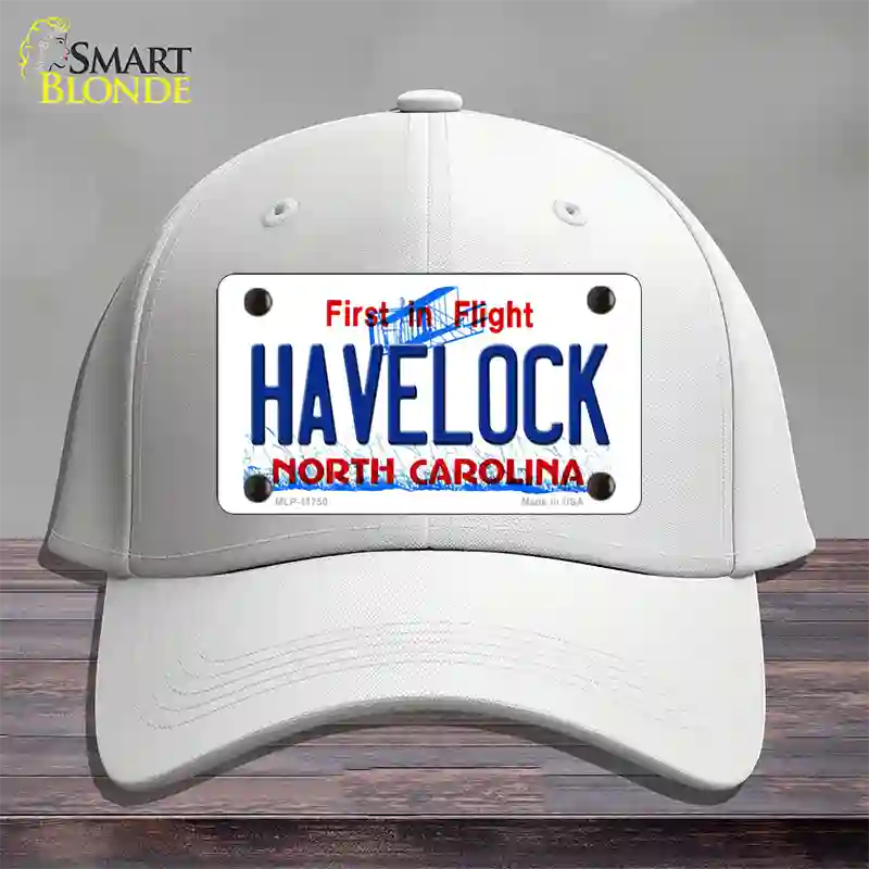 Havelock North Carolina State Novelty License Plate Hat Cotton / White