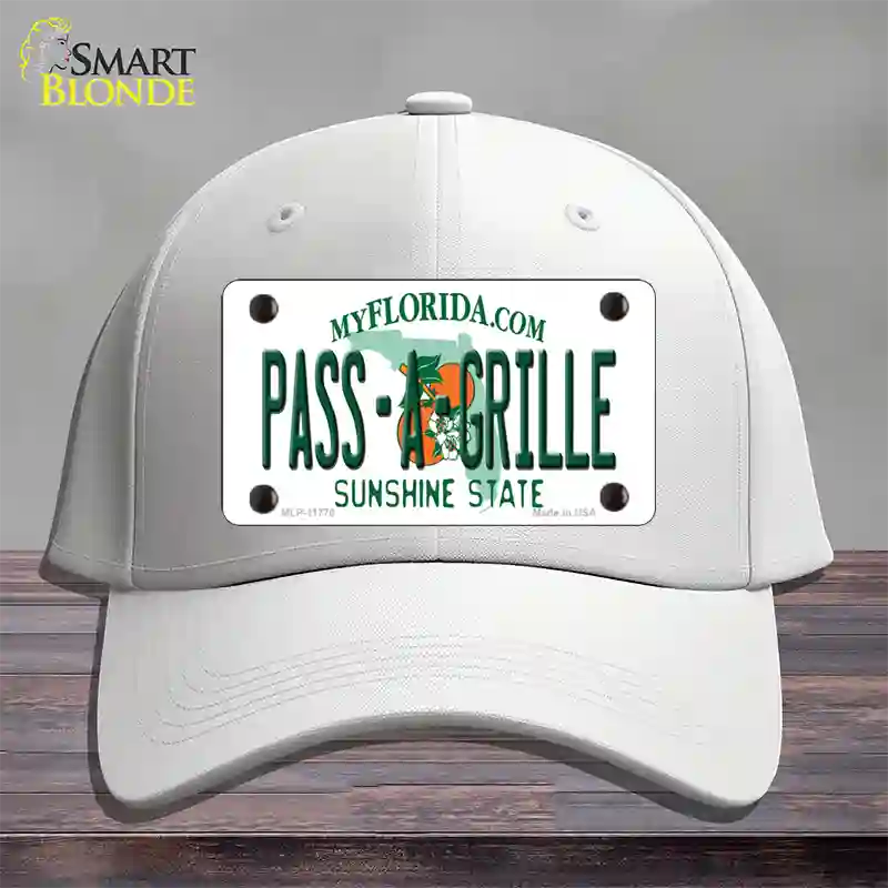 Pass A Grille Florida Novelty License Plate Hat Cotton / White