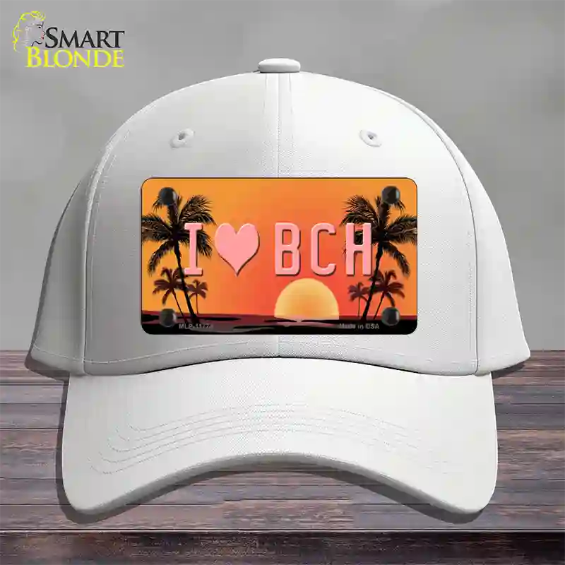 I Love Beach Novelty License Plate Hat Cotton / White