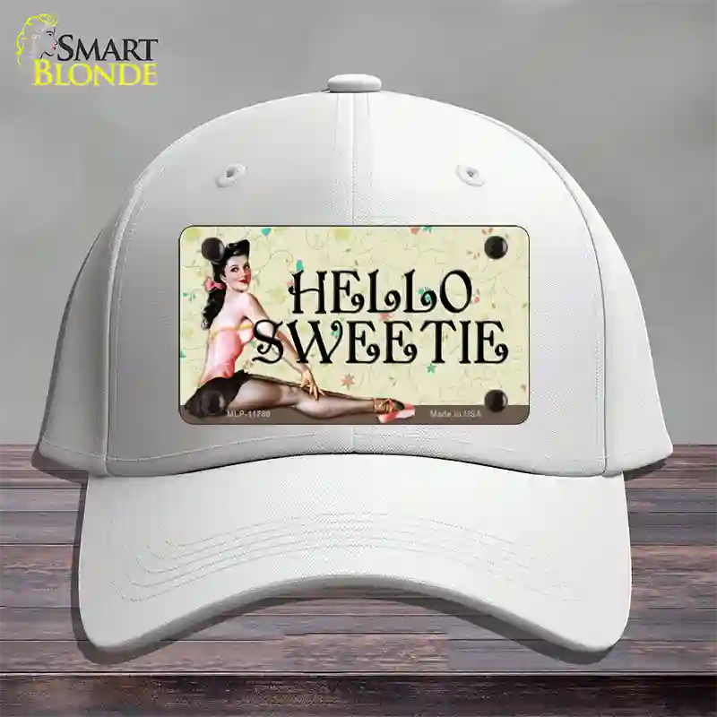 Hello Sweetie Vintage Pinup Novelty License Plate Hat Cotton / White