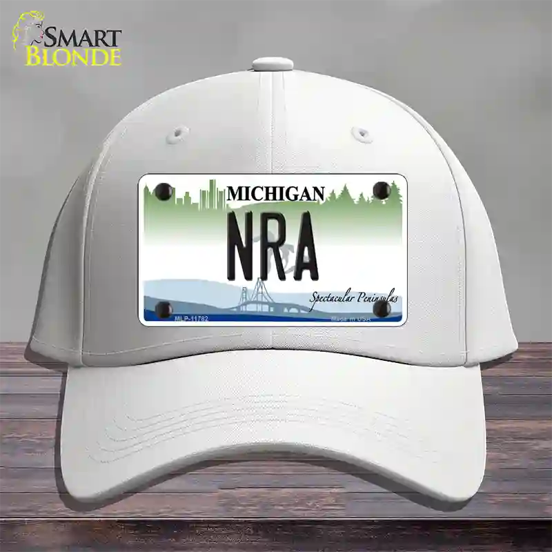 NRA Michigan Novelty License Plate Hat Cotton / White