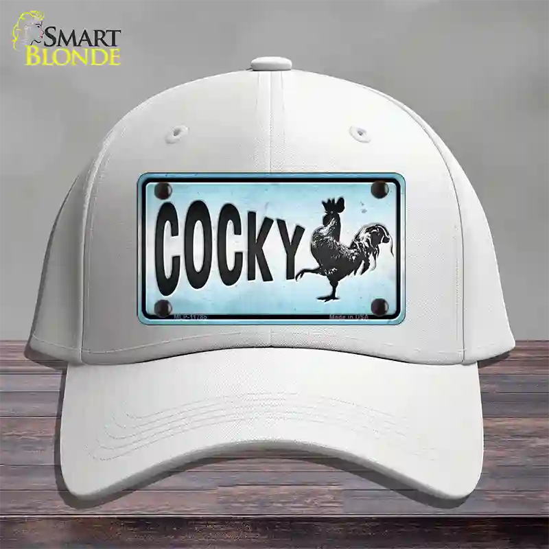 Cocky Chicken Novelty License Plate Hat Cotton / White