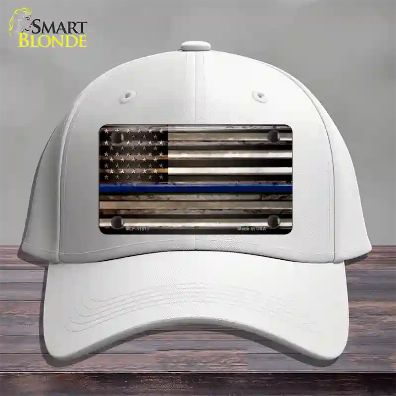 Thin Blue Line American Flag Novelty License Plate Hat Cotton / White