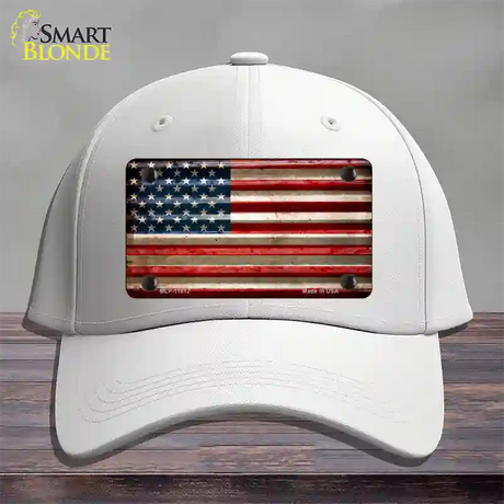 American Flag Corrugated Novelty License Plate Hat Cotton / White