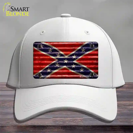 Confederate Flag Corrugated Novelty License Plate Hat Cotton / White