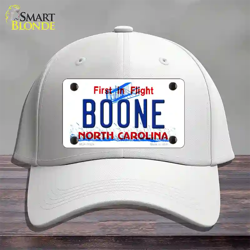 Boone North Carolina Novelty License Plate Hat Cotton / White