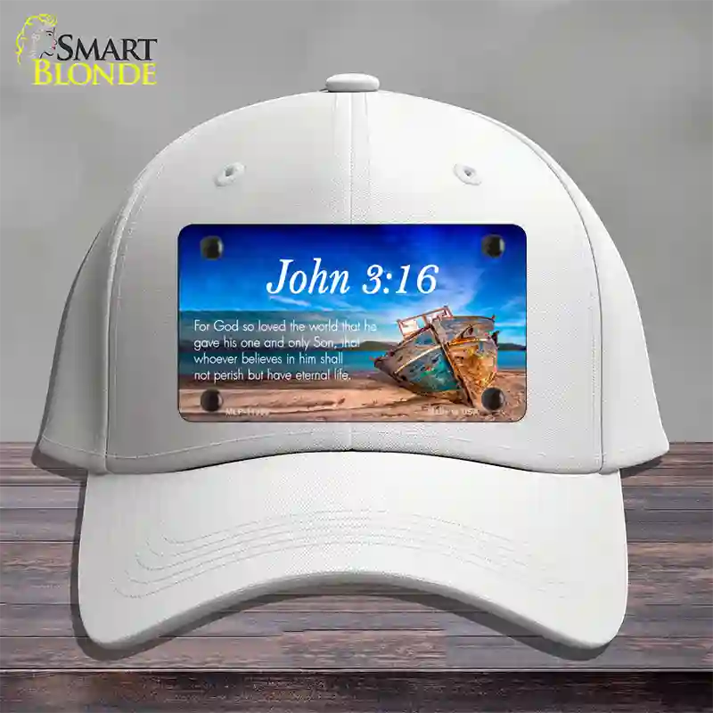 John 3 16 Beach Novelty License Plate Hat Cotton / White