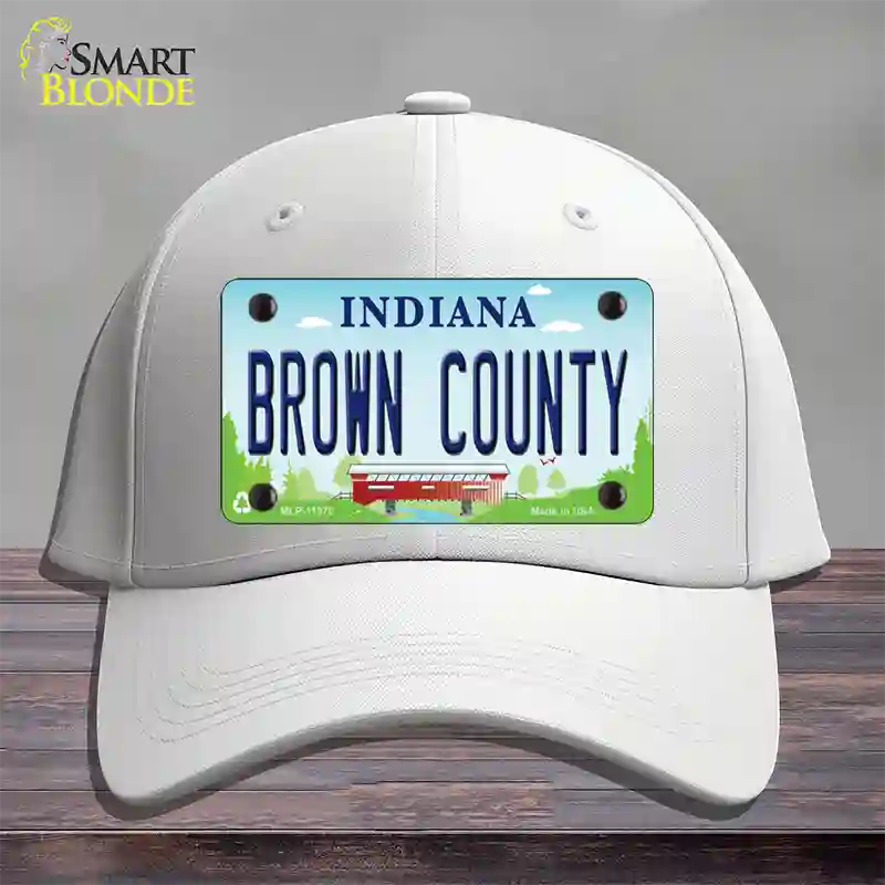 Brown County Indiana Novelty License Plate Hat Cotton / White