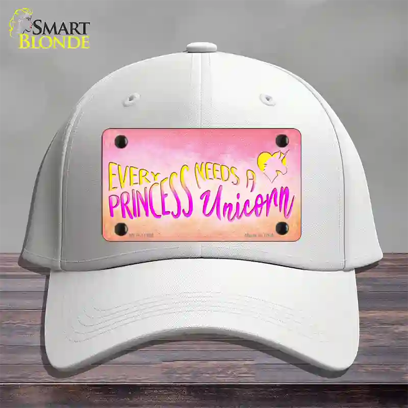 Princess and Unicorn Novelty License Plate Hat Cotton / White