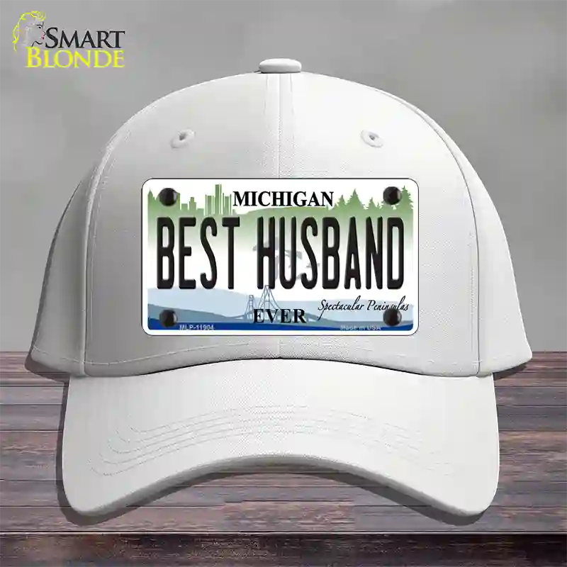 Michigan Best Husband Novelty License Plate Hat Cotton / White