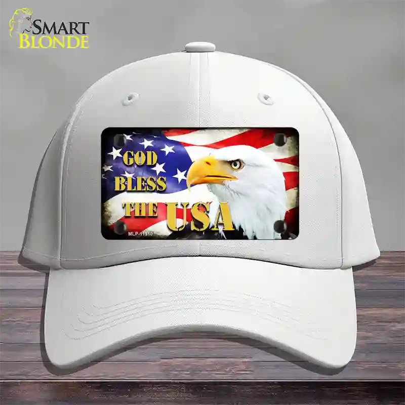 God Bless The USA Novelty License Plate Hat Cotton / White