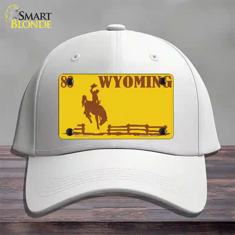 Wyoming Yellow Novelty License Plate Hat Cotton / White