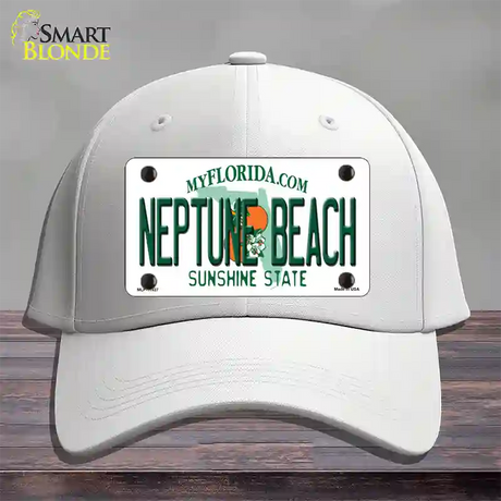 Florida Neptune Beach Novelty License Plate Hat Cotton / White