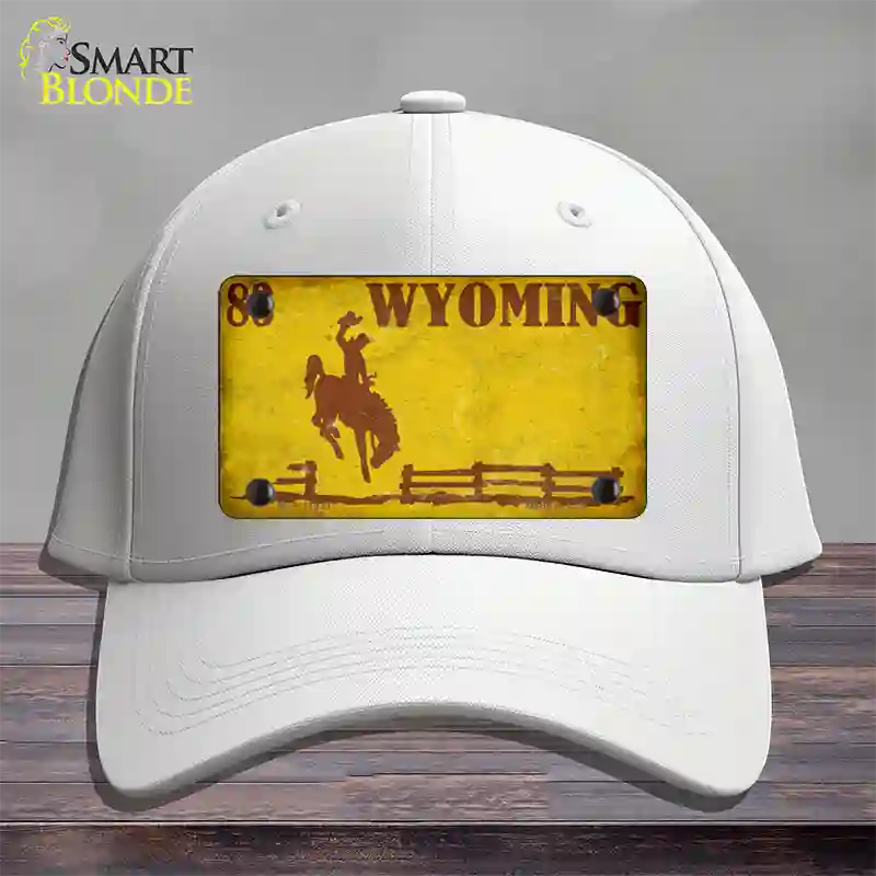 Wyoming Yellow Rusty Novelty License Plate Hat Cotton / White