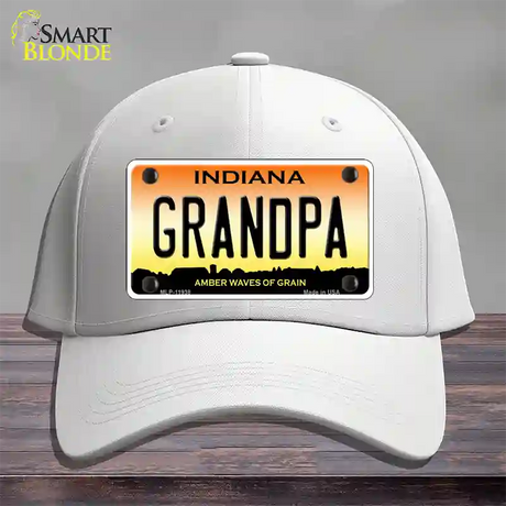 Indiana Grandpa Novelty License Plate Hat Cotton / White