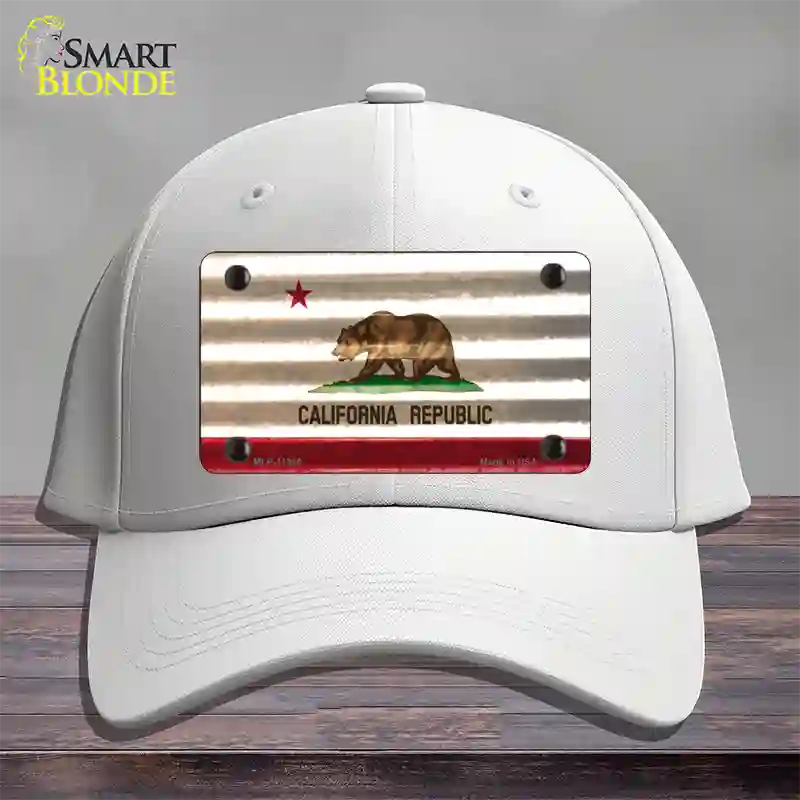 California Corrugated Flag Novelty License Plate Hat Cotton / White