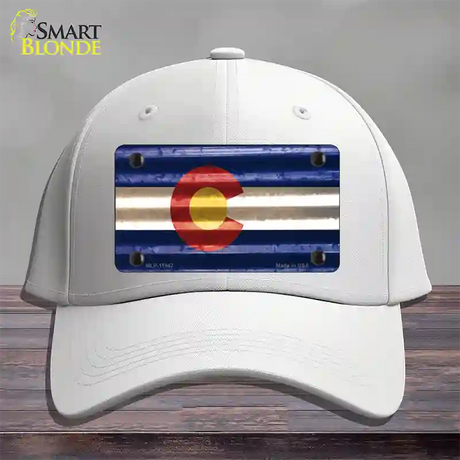 Colorado Corrugated Flag Novelty License Plate Hat Cotton / White