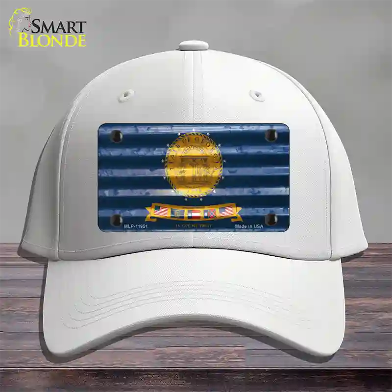 Georgia Corrugated Flag Novelty License Plate Hat Cotton / White