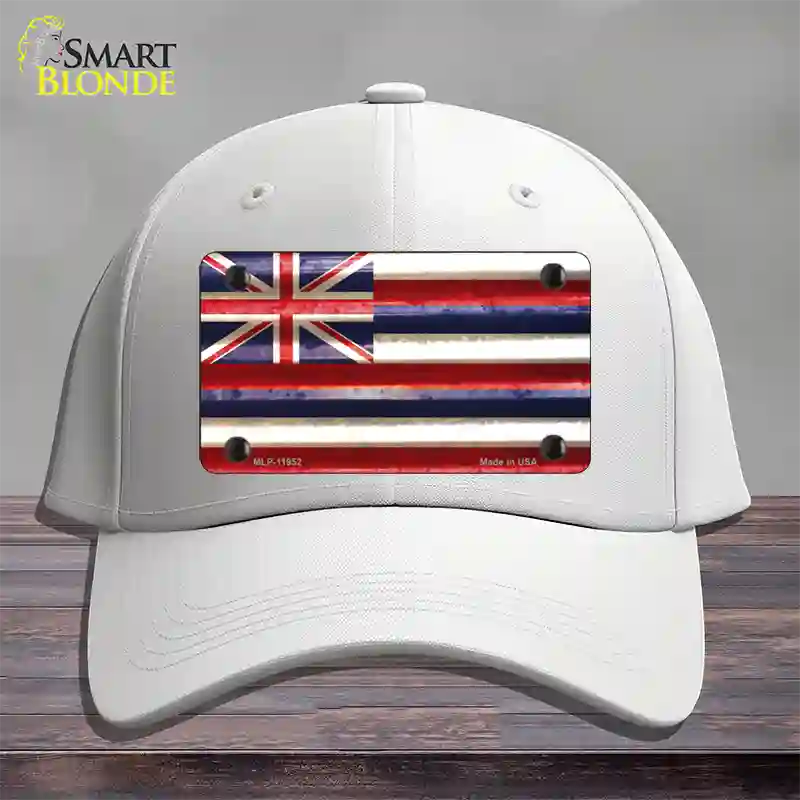 Hawaii Corrugated Flag Novelty License Plate Hat Cotton / White