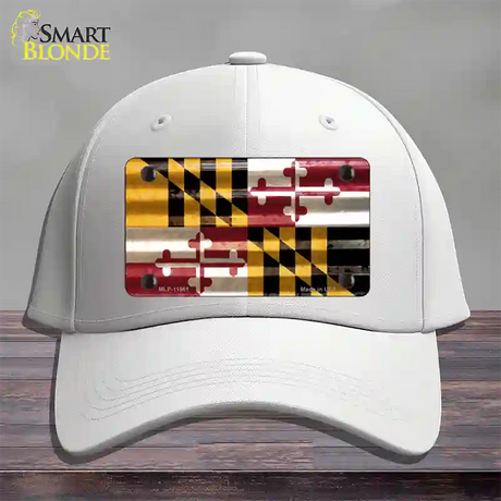 Maryland Corrugated Flag Novelty License Plate Hat Cotton / White