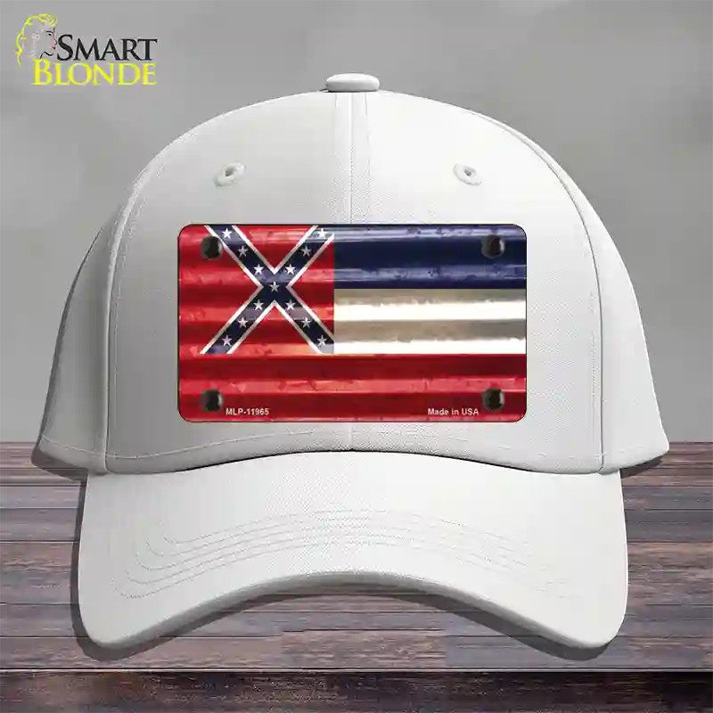 Mississippi Corrugated Flag Novelty License Plate Hat Cotton / White