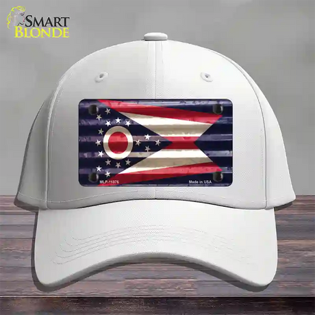 Ohio Corrugated Flag Novelty License Plate Hat Cotton / White