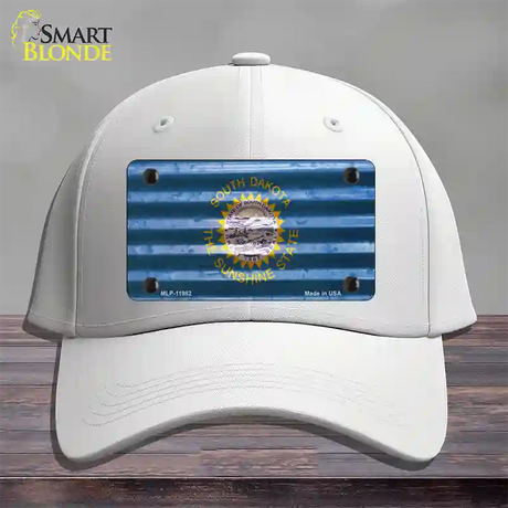 South Dakota Corrugated Flag Novelty License Plate Hat Cotton / White