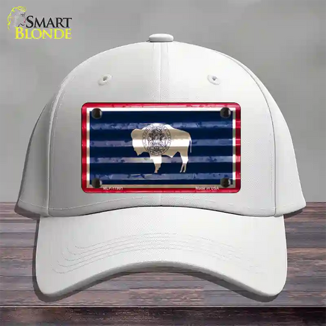 Wyoming Corrugated Flag Novelty License Plate Hat Cotton / White