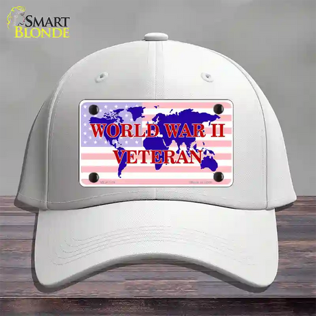 WW II Veteran Novelty License Plate Hat Cotton / White