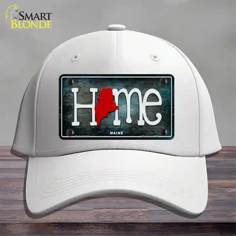 Maine Home State Outline Novelty License Plate Hat Cotton / White