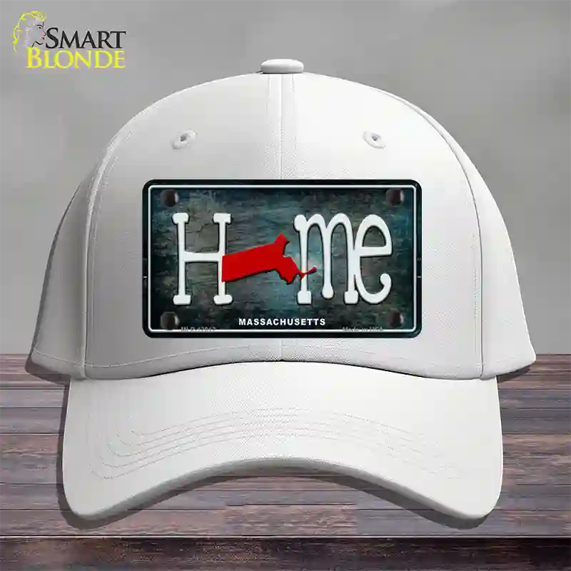 Massachusetts Home State Outline Novelty License Plate Hat Cotton / White