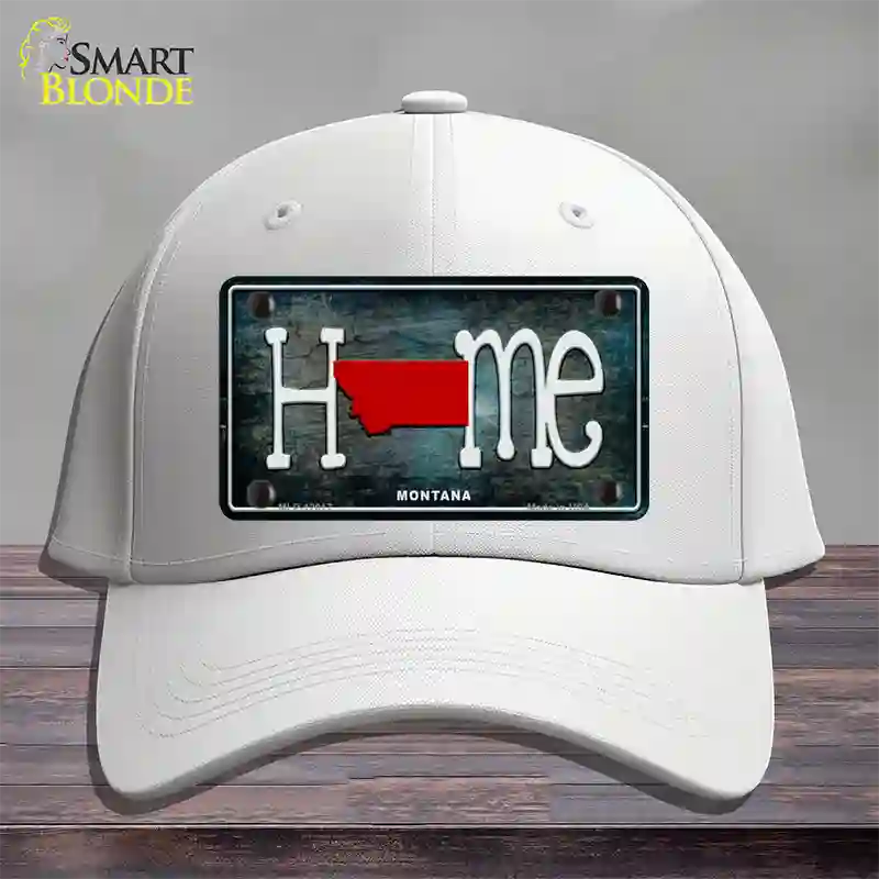 Montana Home State Outline Novelty License Plate Hat Cotton / White