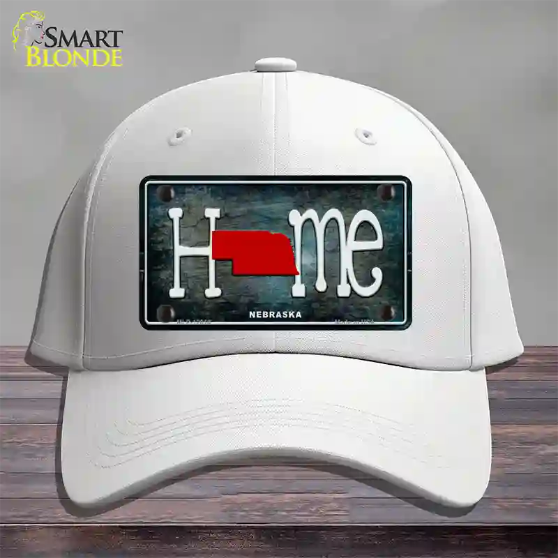 Nebraska Home State Outline Novelty License Plate Hat Cotton / White