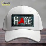 New York Home State Outline Novelty License Plate Hat Cotton / White