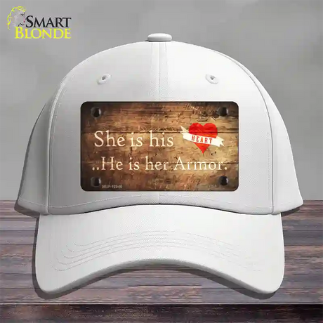 His Heart Her Armor Novelty License Plate Hat Cotton / White