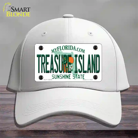 Florida Tresure Island Novelty License Plate Hat Cotton / White