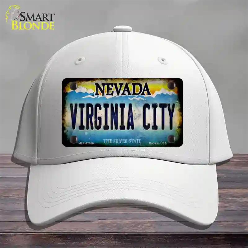 Nevada Virginia City Novelty License Plate Hat Cotton / White