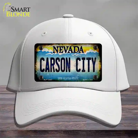 Nevada Carson City Novelty License Plate Hat Cotton / White