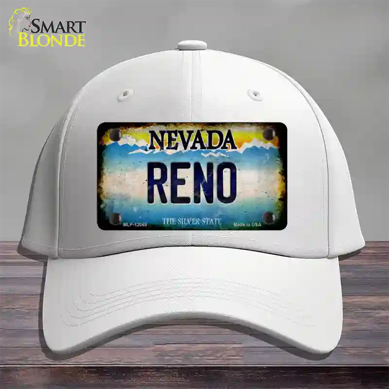 Nevada Reno Novelty License Plate Hat Cotton / White