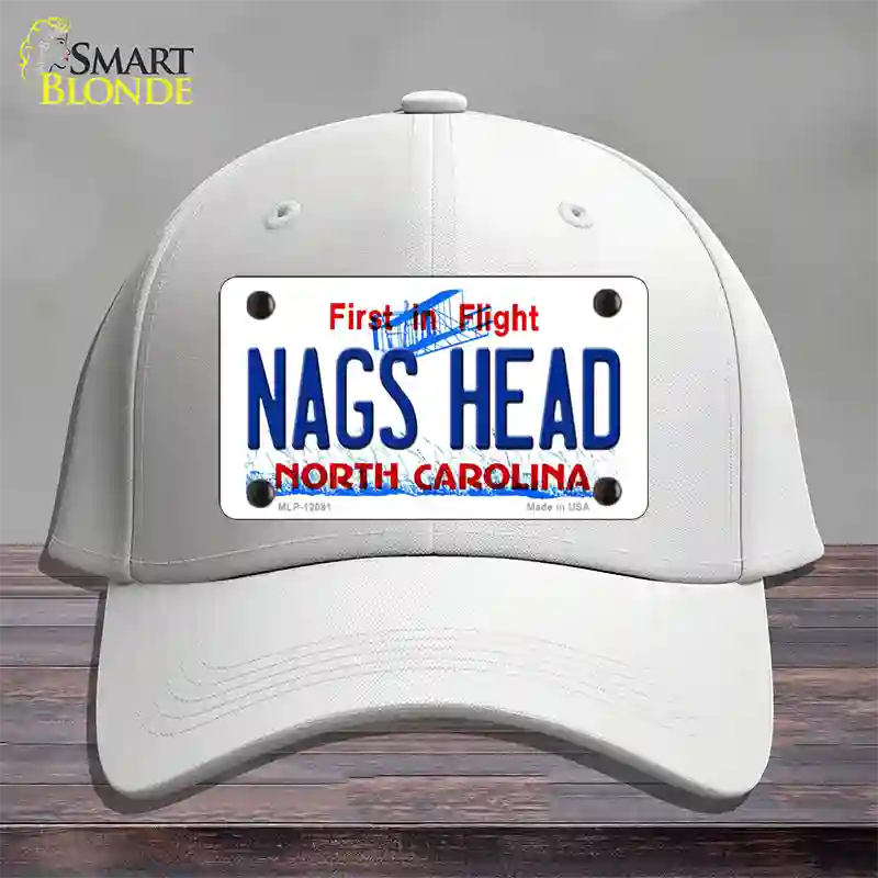 Nags Head North Carolina State Novelty License Plate Hat Cotton / White