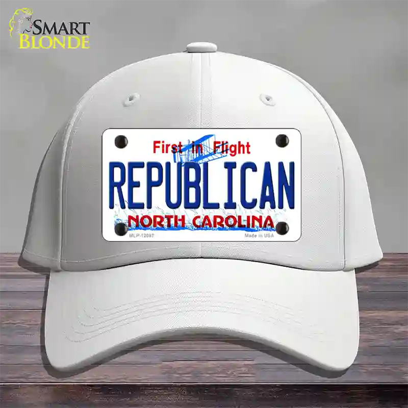 Republican North Carolina State Novelty License Plate Hat Cotton / White