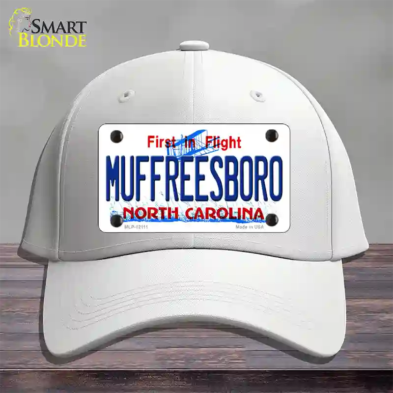 Muffreesboro North Carolina State Novelty License Plate Hat Cotton / White