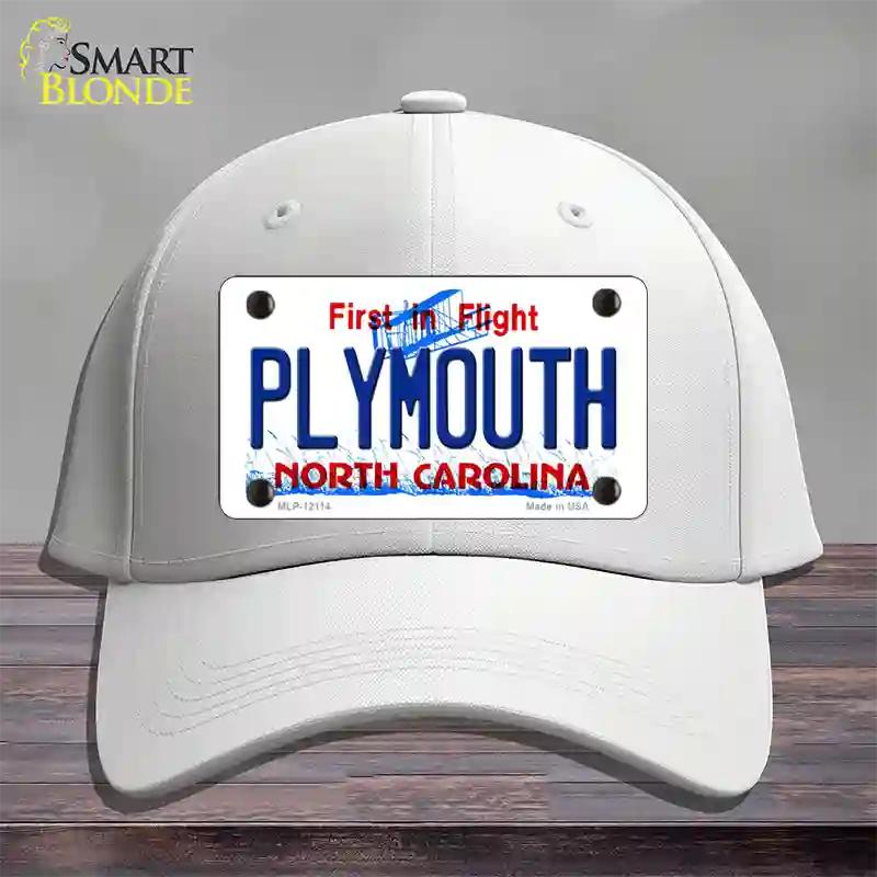 Plymouth North Carolina State Novelty License Plate Hat Cotton / White